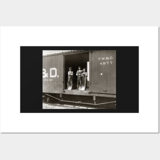 Boys Working on Railroad Car, 1910. Vintage Photo Posters and Art